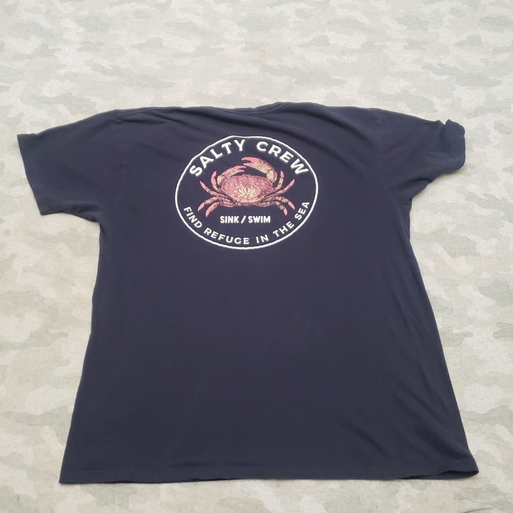 Salty Crew Shirt Mens XL Blue Short Sleeve Fishing Outdoors Travel